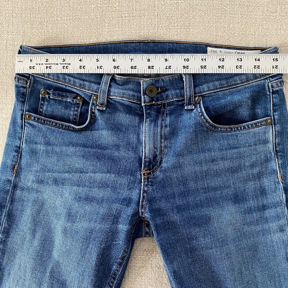 Rag & Bone Dre Raw Hem Mid-Rise Skinny Boyfriend Jeans in Coopers Blue - Size 28 - Picture 4 of 12